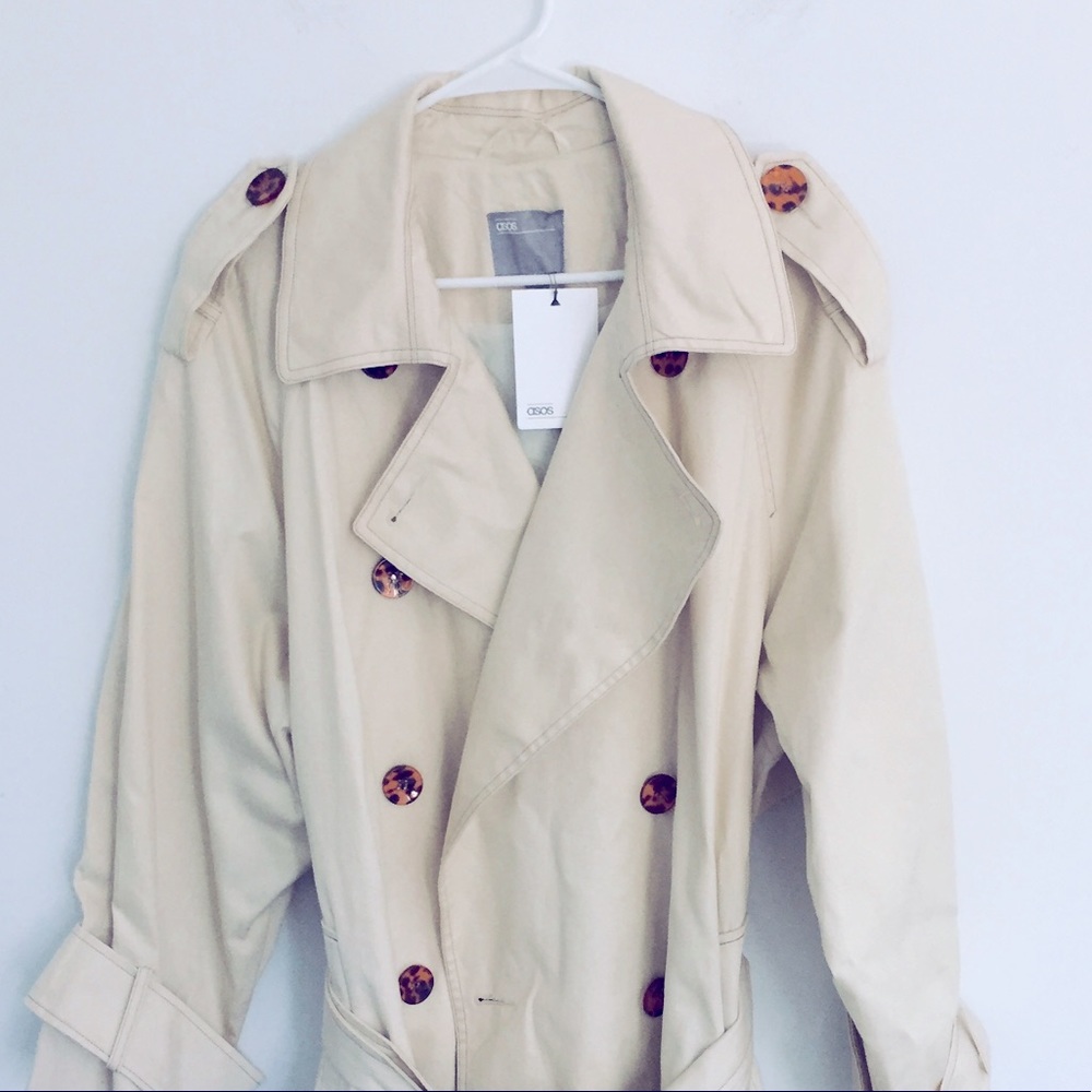Nwt Asos Front Button Down Flowy Duster Khaki Tre… - image 4
